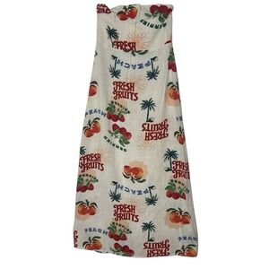 Paper‎ Heart Anthropologie Strapless Linen Blend Maxi Dress Women's Medium